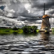 Picture Of Windmill Clouds Water